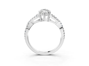 White gold Marquise Solitaire Twist Band with Pavé Setting and Four-Prong Setting_39