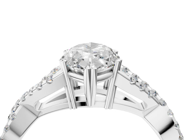 White gold Marquise Solitaire Twist Band with Pavé Setting and Four-Prong Setting_58