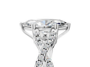 White gold Marquise Solitaire Twist Band with Pavé Setting and Four-Prong Setting_59