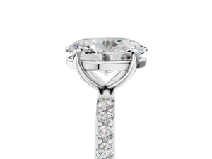 White gold Oval Cut Diamond Pavé Band Solitaire Ring with Four-Prong Setting_101