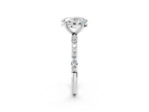 White gold Oval Cut Diamond Pavé Band Solitaire Ring with Four-Prong Setting_14