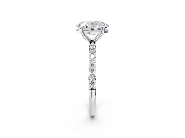 White gold Oval Cut Diamond Pavé Band Solitaire Ring with Four-Prong Setting_20