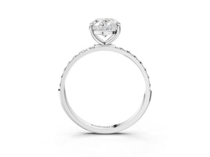 White gold Oval Cut Diamond Pavé Band Solitaire Ring with Four-Prong Setting_21