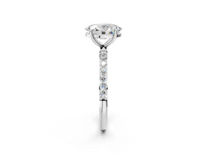 White gold Oval Cut Diamond Pavé Band Solitaire Ring with Four-Prong Setting_26
