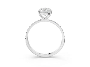 White gold Oval Cut Diamond Pavé Band Solitaire Ring with Four-Prong Setting_27