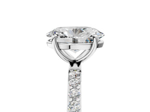White gold Oval Cut Diamond Pavé Band Solitaire Ring with Four-Prong Setting_29