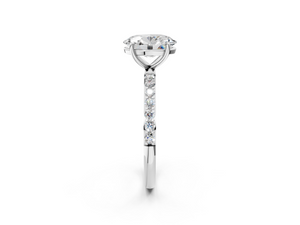 White gold Oval Cut Diamond Pavé Band Solitaire Ring with Four-Prong Setting_2