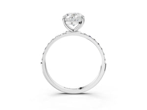 White gold Oval Cut Diamond Pavé Band Solitaire Ring with Four-Prong Setting_33