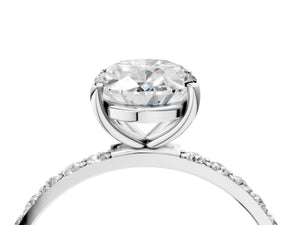White gold Oval Cut Diamond Pavé Band Solitaire Ring with Four-Prong Setting_34