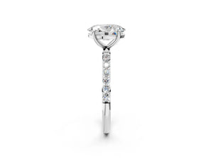 White gold Oval Cut Diamond Pavé Band Solitaire Ring with Four-Prong Setting_38
