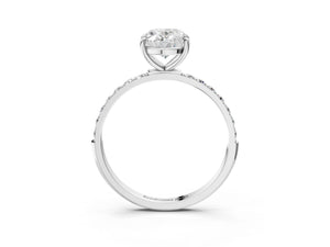 White gold Oval Cut Diamond Pavé Band Solitaire Ring with Four-Prong Setting_39