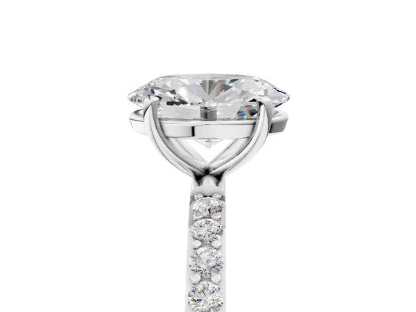 White gold Oval Cut Diamond Pavé Band Solitaire Ring with Four-Prong Setting_41