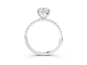 White gold Oval Cut Diamond Pavé Band Solitaire Ring with Four-Prong Setting_45