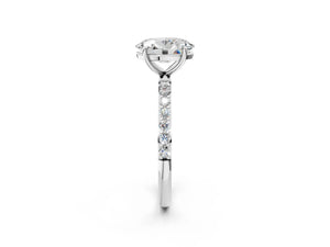White gold Oval Cut Diamond Pavé Band Solitaire Ring with Four-Prong Setting_56