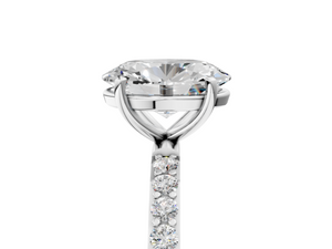 White gold Oval Cut Diamond Pavé Band Solitaire Ring with Four-Prong Setting_5