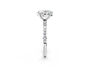 White gold Oval Cut Diamond Pavé Band Solitaire Ring with Four-Prong Setting_62