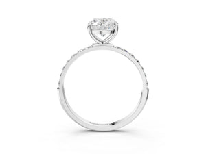 White gold Oval Cut Diamond Pavé Band Solitaire Ring with Four-Prong Setting_69