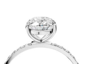 White gold Oval Cut Diamond Pavé Band Solitaire Ring with Four-Prong Setting_76
