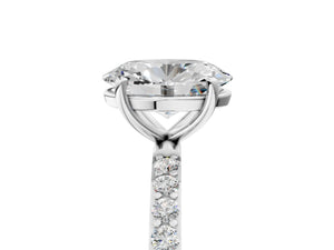 White gold Oval Cut Diamond Pavé Band Solitaire Ring with Four-Prong Setting_77