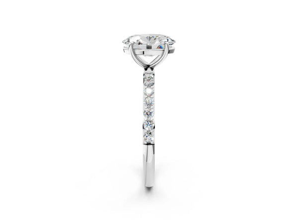 White gold Oval Cut Diamond Pavé Band Solitaire Ring with Four-Prong Setting_80