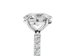 White gold Oval Cut Diamond Pavé Band Solitaire Ring with Four-Prong Setting_83