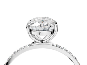 White gold Oval Cut Diamond Pavé Band Solitaire Ring with Four-Prong Setting_88