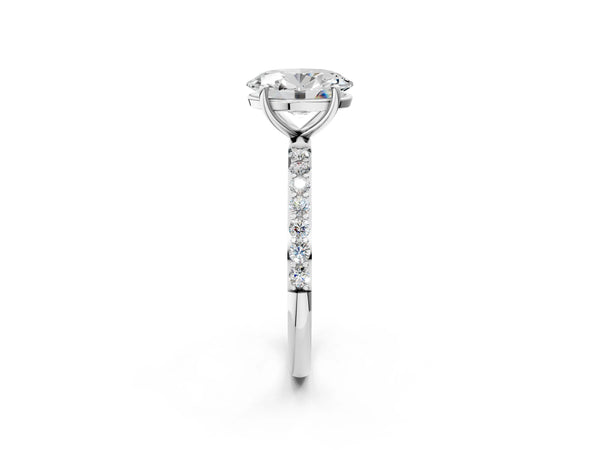 White gold Oval Cut Diamond Pavé Band Solitaire Ring with Four-Prong Setting_92