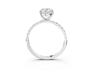 White gold Oval Cut Diamond Pavé Band Solitaire Ring with Four-Prong Setting_99