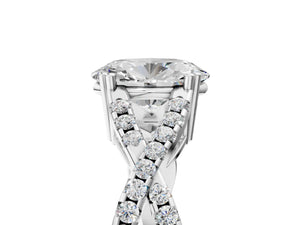 White gold Oval Solitaire Twist Band with Pavé Setting and Four-Prong Setting_47