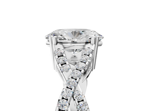 White gold Oval Solitaire Twist Band with Pavé Setting and Four-Prong Setting_5
