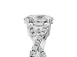 White gold Oval Solitaire Twist Band with Pavé Setting and Four-Prong Setting_77