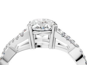 White gold Oval Solitaire Twist Band with Pavé Setting and Four-Prong Setting_82