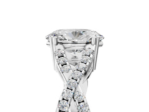 White gold Oval Solitaire Twist Band with Pavé Setting and Four-Prong Setting_83