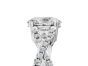 White gold Oval Solitaire Twist Band with Pavé Setting and Four-Prong Setting_89