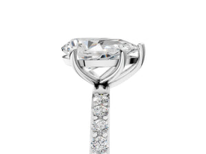 White gold Pear Cut Diamond Pavé Band Solitaire Ring with Four-Prong Setting_23