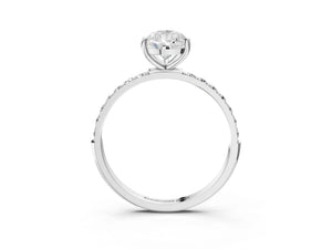 White gold Pear Cut Diamond Pavé Band Solitaire Ring with Four-Prong Setting_27