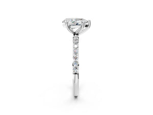 White gold Pear Cut Diamond Pavé Band Solitaire Ring with Four-Prong Setting_32