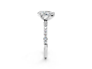 White gold Pear Cut Diamond Pavé Band Solitaire Ring with Four-Prong Setting_38