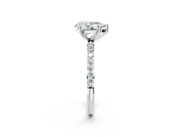 White gold Pear Cut Diamond Pavé Band Solitaire Ring with Four-Prong Setting_38