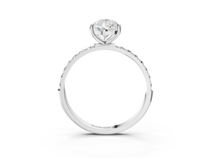 White gold Pear Cut Diamond Pavé Band Solitaire Ring with Four-Prong Setting_3