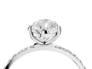 White gold Pear Cut Diamond Pavé Band Solitaire Ring with Four-Prong Setting_40
