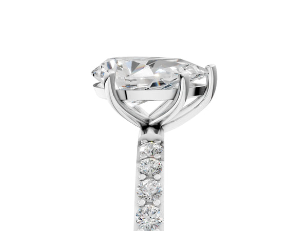 White gold Pear Cut Diamond Pavé Band Solitaire Ring with Four-Prong Setting_41