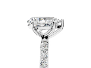 White gold Pear Cut Diamond Pavé Band Solitaire Ring with Four-Prong Setting_47