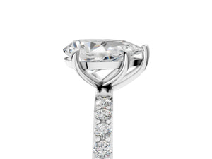 White gold Pear Cut Diamond Pavé Band Solitaire Ring with Four-Prong Setting_53