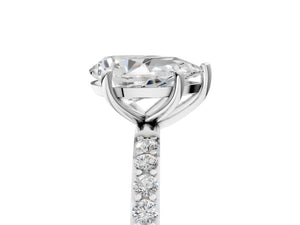 White gold Pear Cut Diamond Pavé Band Solitaire Ring with Four-Prong Setting_59
