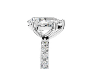 White gold Pear Cut Diamond Pavé Band Solitaire Ring with Four-Prong Setting_71