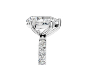 White gold Pear Cut Diamond Pavé Band Solitaire Ring with Four-Prong Setting_83