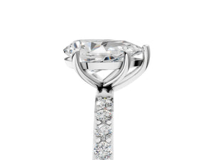 White gold Pear Cut Diamond Pavé Band Solitaire Ring with Four-Prong Setting_89