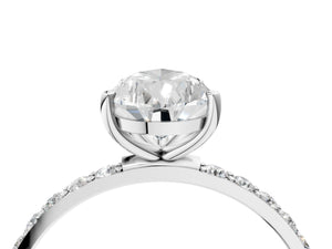 White gold Pear Cut Diamond Pavé Band Solitaire Ring with Four-Prong Setting_94