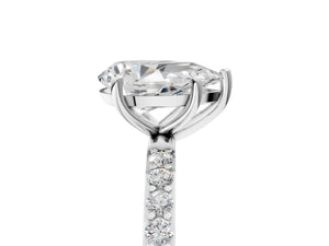 White gold Pear Cut Diamond Pavé Band Solitaire Ring with Four-Prong Setting_95